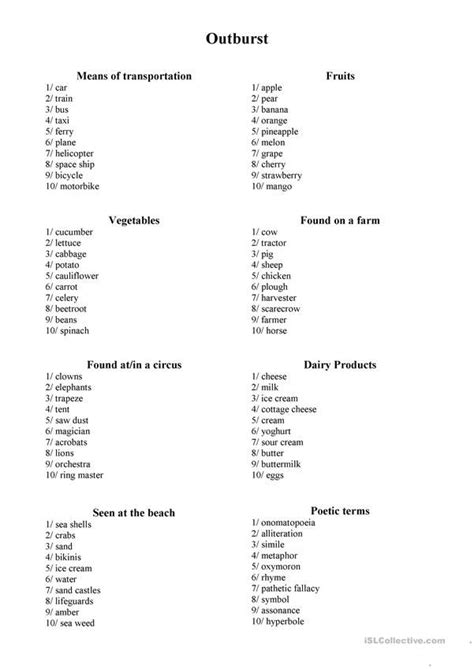 Printable Free Outburst Game Cards .